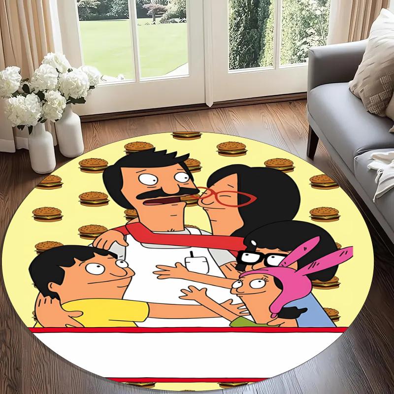 Bob's Burgers Printed Round Rug Carpet Chair Rug Area Rug Entryway Doormats,for Office Chair Living Room Bedroom Kitchen Room.