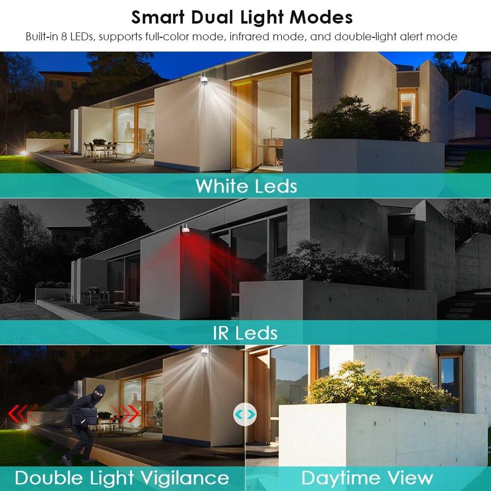 Новая IP-камера PTZ с двойным объективом EU 8MP 4K 8x с гибридным зумом 2,8 + 12 мм Wi-Fi Обнаружение человека 4MP Аудио камера видеонаблюдения