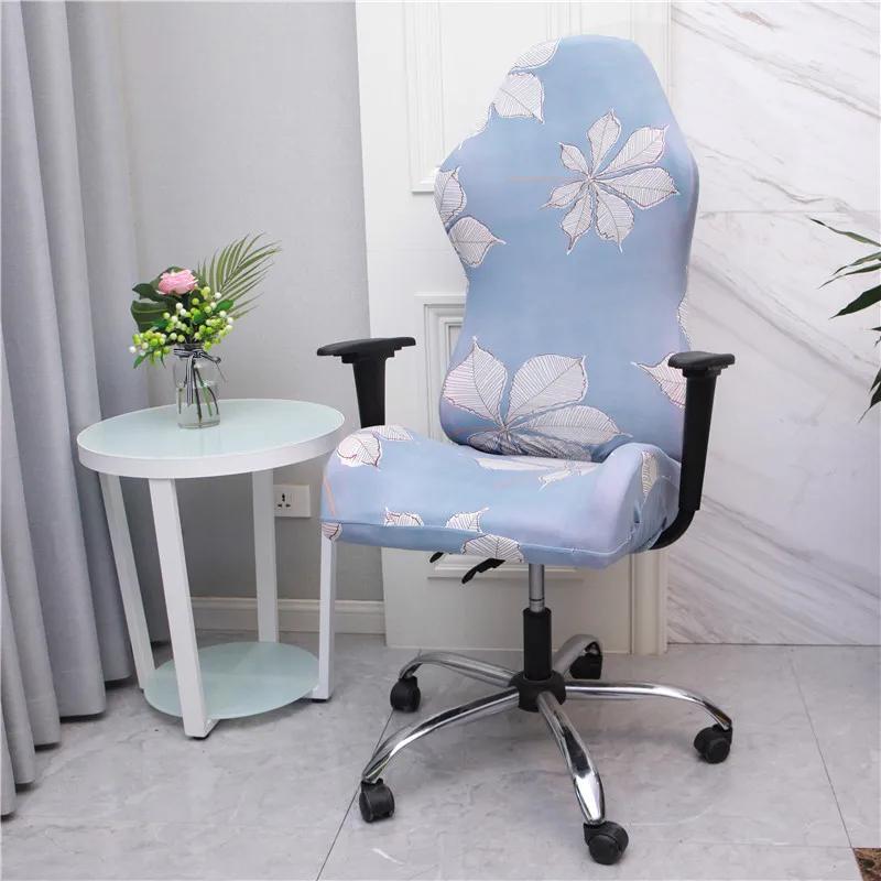 Office Computer Gaming Chair Covers Stretch Spandex Armchair Gamer Seat Cover Printed Household Racing Desk Rotating Slipcovers