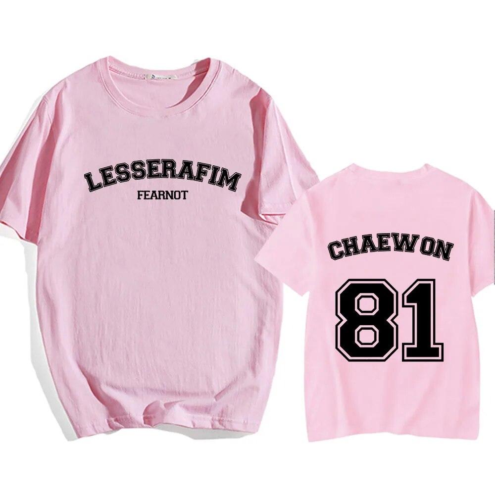LE SSERAFIM Chae-Won 81 T-shirt Kpop Band Korean Fashion Tee-shirt Short Sleeve Cotton Unisex Women Tshirts Summer Streetwear Tees