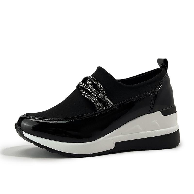 Массивные повседневные женские кроссовки с кристаллами, женские вулканизированные туфли, трендовая платформа, танкетка, модные удобные лоферы