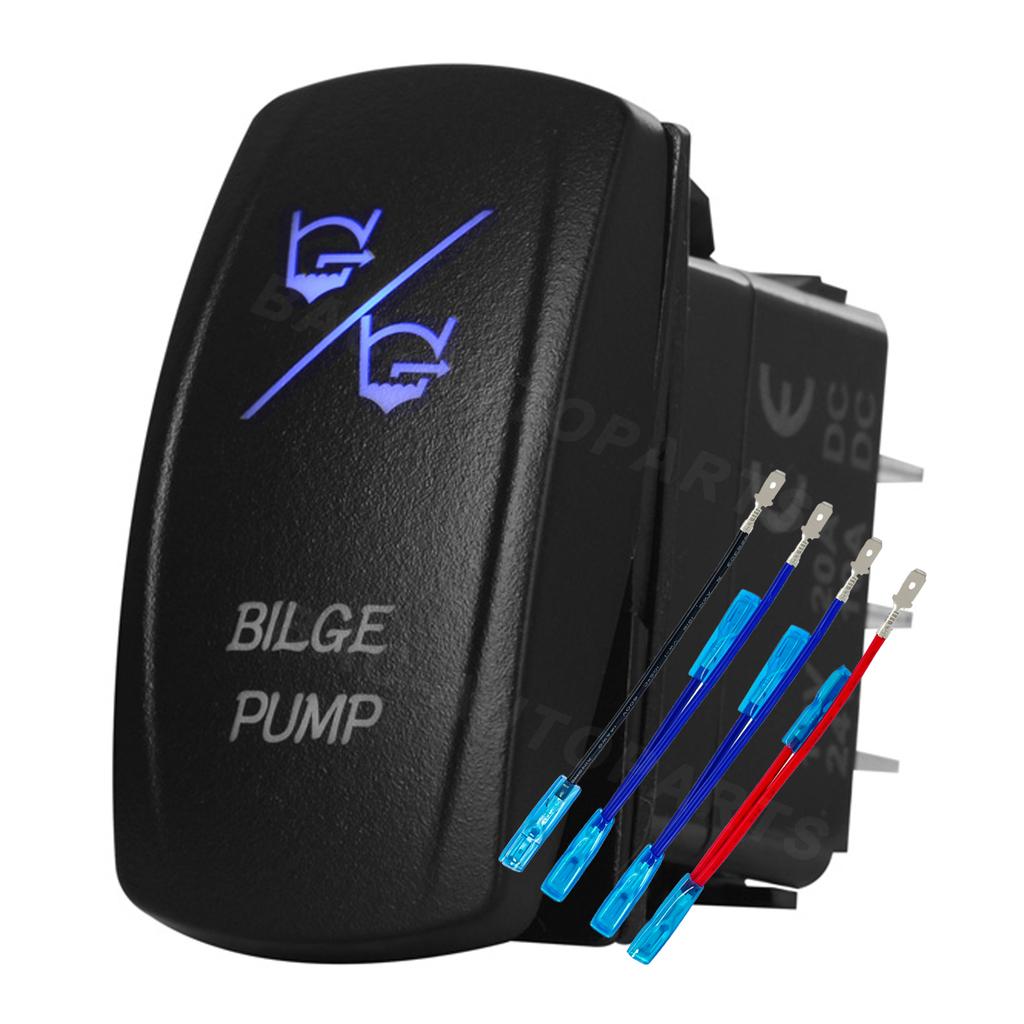Marine Rocker Switch 12V Blue Led Light Bar Car Switch Jumper Wires Kit for ATV Polaris Camper OFF Road 4x4 Truck Schoolbus Boat Battery Switches5
