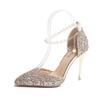 Fashion Women's High Heels Spring Autumn Fashion Pointy Head Hollow 10cm Thin Heeled Ladies Shoes Sexy Bling Ankle Buckle Single Shoes