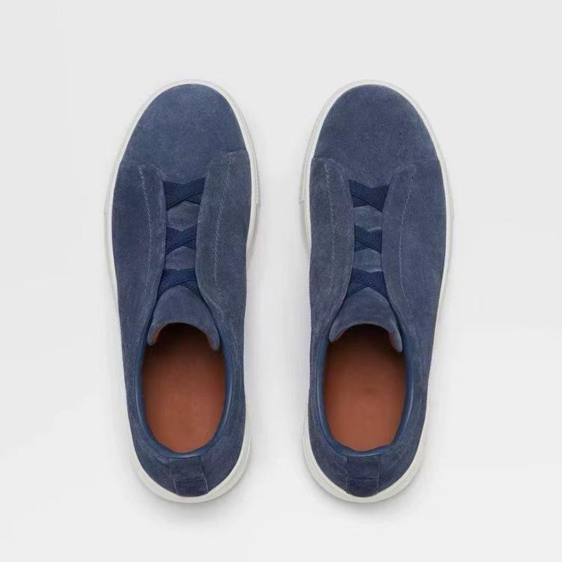 Мужские летние черные кожаные кроссовки Slip-On: Дышащие, легкие, повседневные, с круглым носком и плоской подошвой