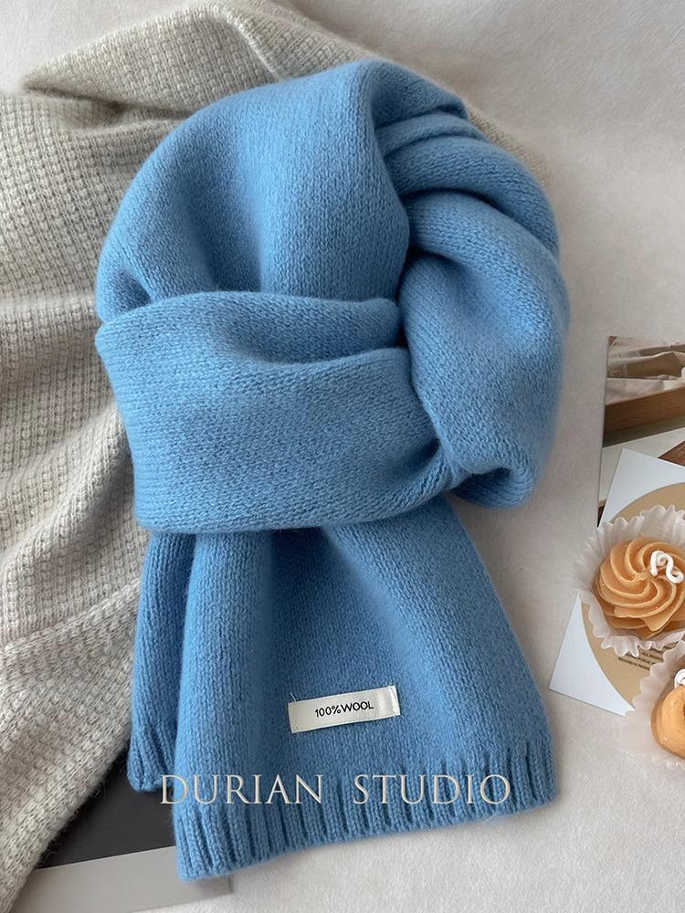 Australian Pure Wool Cashmere Scarf - Unisex Winter Warm Knitted Solid Color