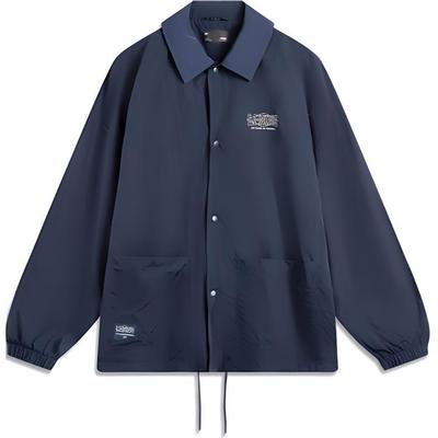 Li Ning Sports Lifestyle Series High Street American Vintage Casual Simple Solid Color Polo Letter Однобортная куртка унисекс AJDV079-1