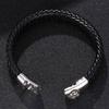 Fashion Man Jewelry Braided Leather Bracelet Skull Head Bracelet Stainless Steel Clasps Male Wrist Band Gifts