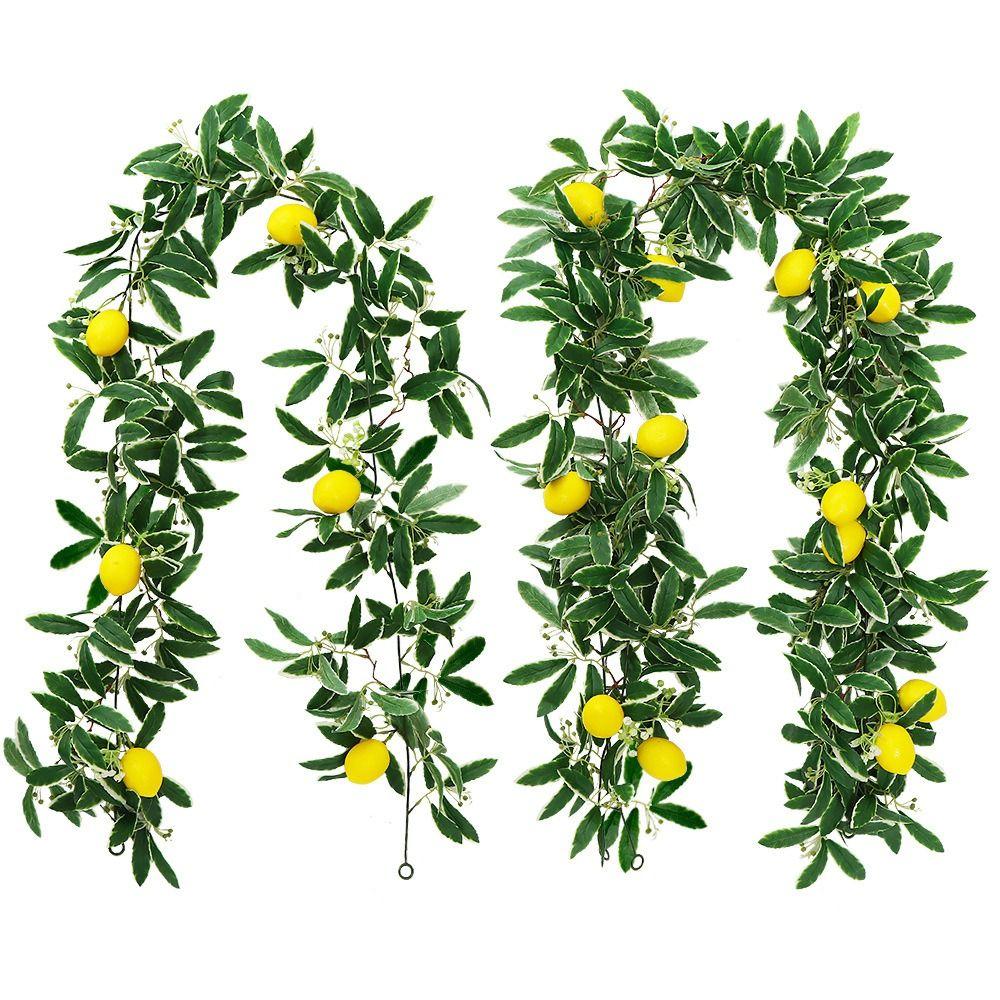 Real Touch Artificial Lemon Garland Green Plant Faux Fruit Vine  Door Wall Table Decor