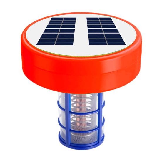 Solar Pool Ionizer Automatic Floating Pool Cleaner with LED Lights Solar Charging Chlorine-Free Pool Water Purifier Ionizer for Above Ground