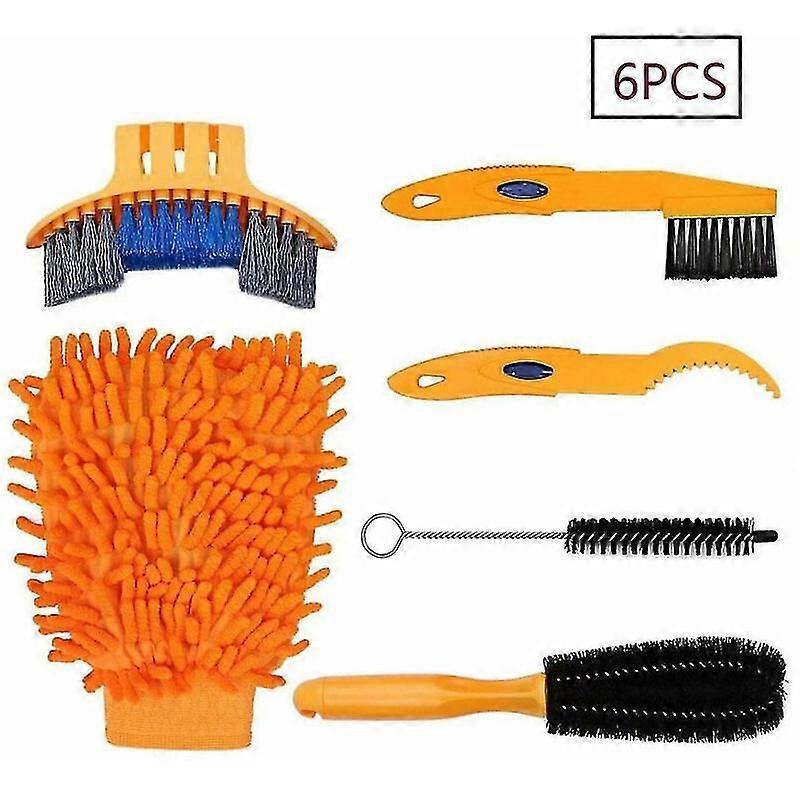 Bike Cleaning Tool Set 6 Pieces Bike Cleaning Brush Kit for Bike Chain/Tire/Sprocket Cycling Corner Spot Dirt Clean - Suitable for Mtb Road Bike City