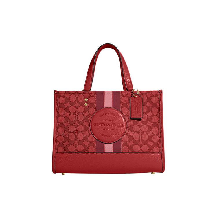 New COACH Dempsey Jacquard Fabric With Pebbled Leather Shoulder Bag, Crossbody Bag, Handbag Tubas Women's Red C8448-IMP2Z