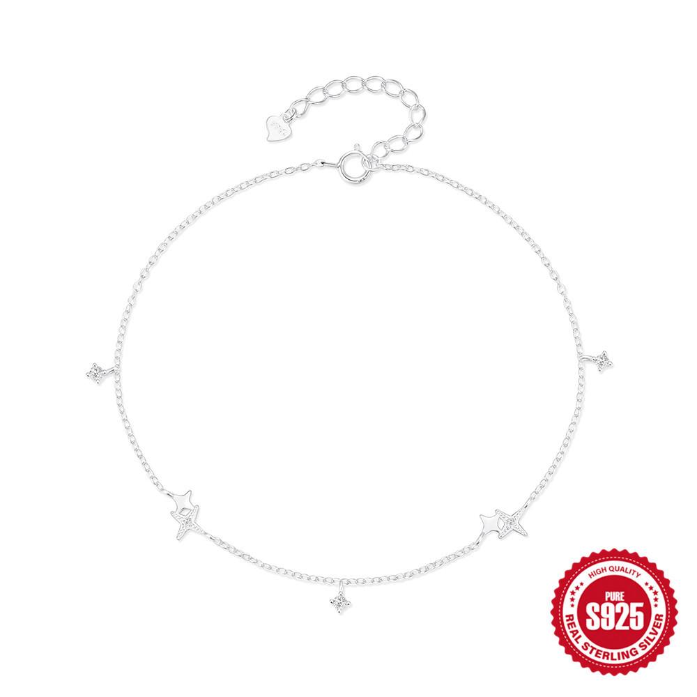 Модное летнее украшение S925 Sterling Silver Регулируемое двойное сердце Четырехконечная звезда Циркон Идеальный рог