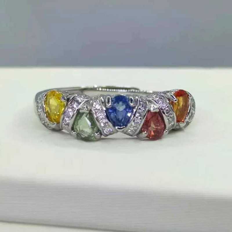 Sace Gems Кольца из стерлингового серебра 925 пробы 2*2,5 мм с натуральными красочными сапфирами для женщин, обручальные, коктейльные, вечерние, изысканные ювелирные изделия