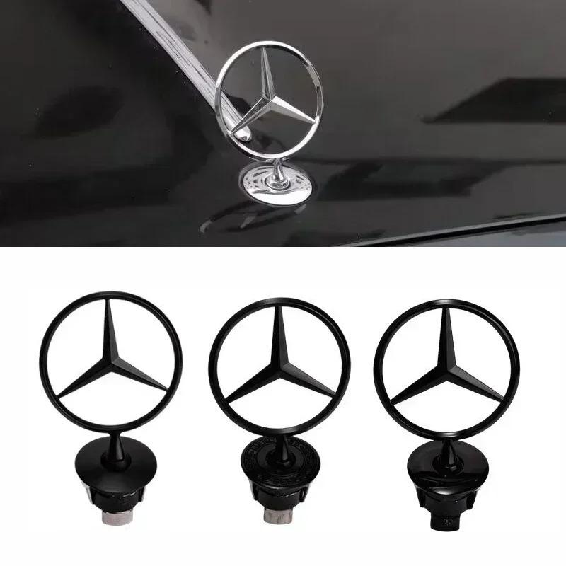 CEV5 3D Car Front Bonnet Hood Emblem Round Zinc Alloy Badge For Mercedes Benz C E S Class W204 W205 W212 W213 W211 W220 W222 W223