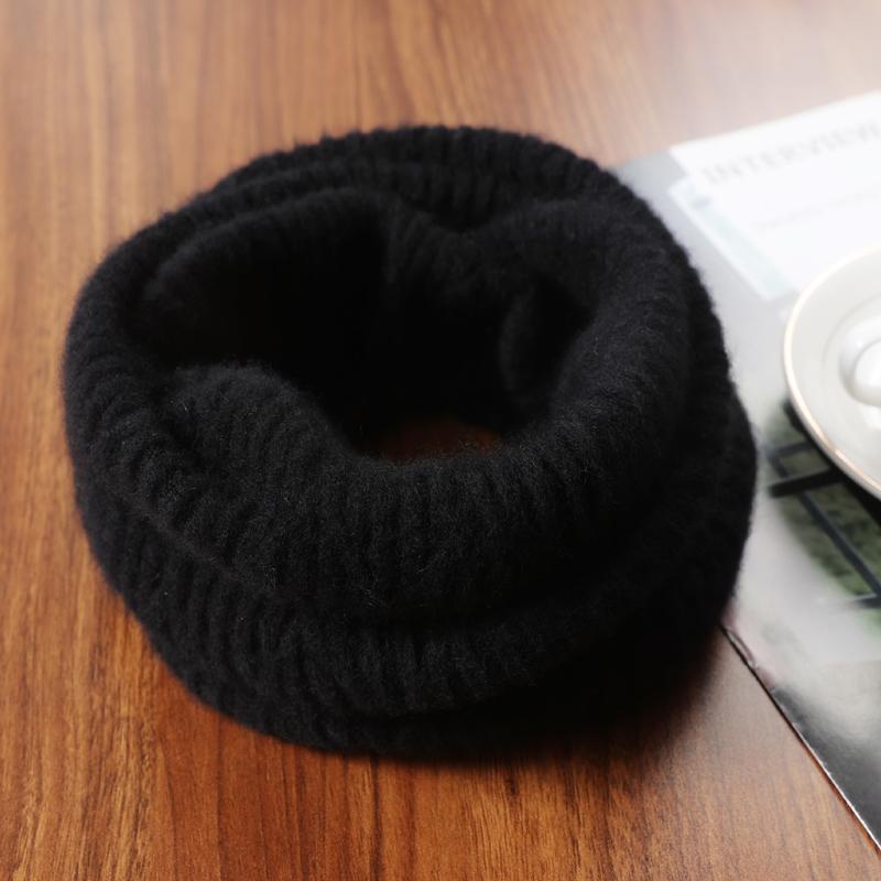 100% Wool Knitted Turtleneck Scarf Winter Autumn Warm Soft Ring Scarves Pattern Neck Warmer Fashion Snood Headband Female Fake