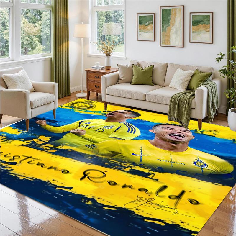 Cristiano Ronaldo Design Crystal Velvet Rug Soft Decorative Mat for Bedroom Entrance