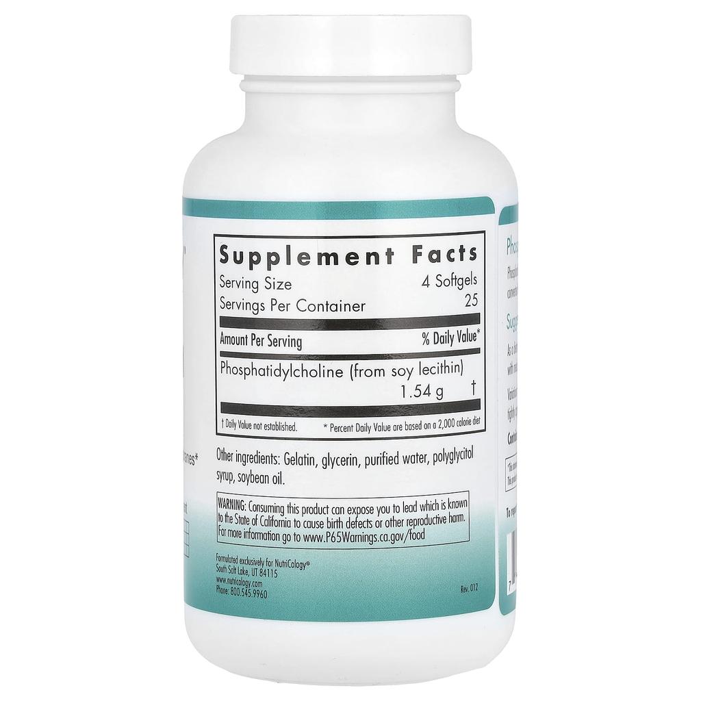 Nutricology, Phosphatidyl Choline, 100 Softgels