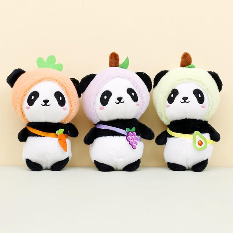 Cute Kawaii Panda Keychain Plush Toy Short Fur Stuffed Animal Doll For Backpacks And Gifts 12cm
