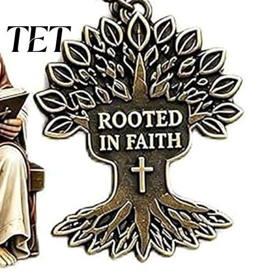 Tree of Life Pendant 3-In-1 Jesus Reading Keychain, Vintage Man Scripture Baptismal Keychain Car Key Ring Handbag Charm, Gift for Christian