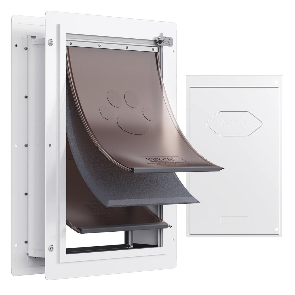 Pet Door for Wall with Lock and 3 Magnetic Flap System Metal Frame Large