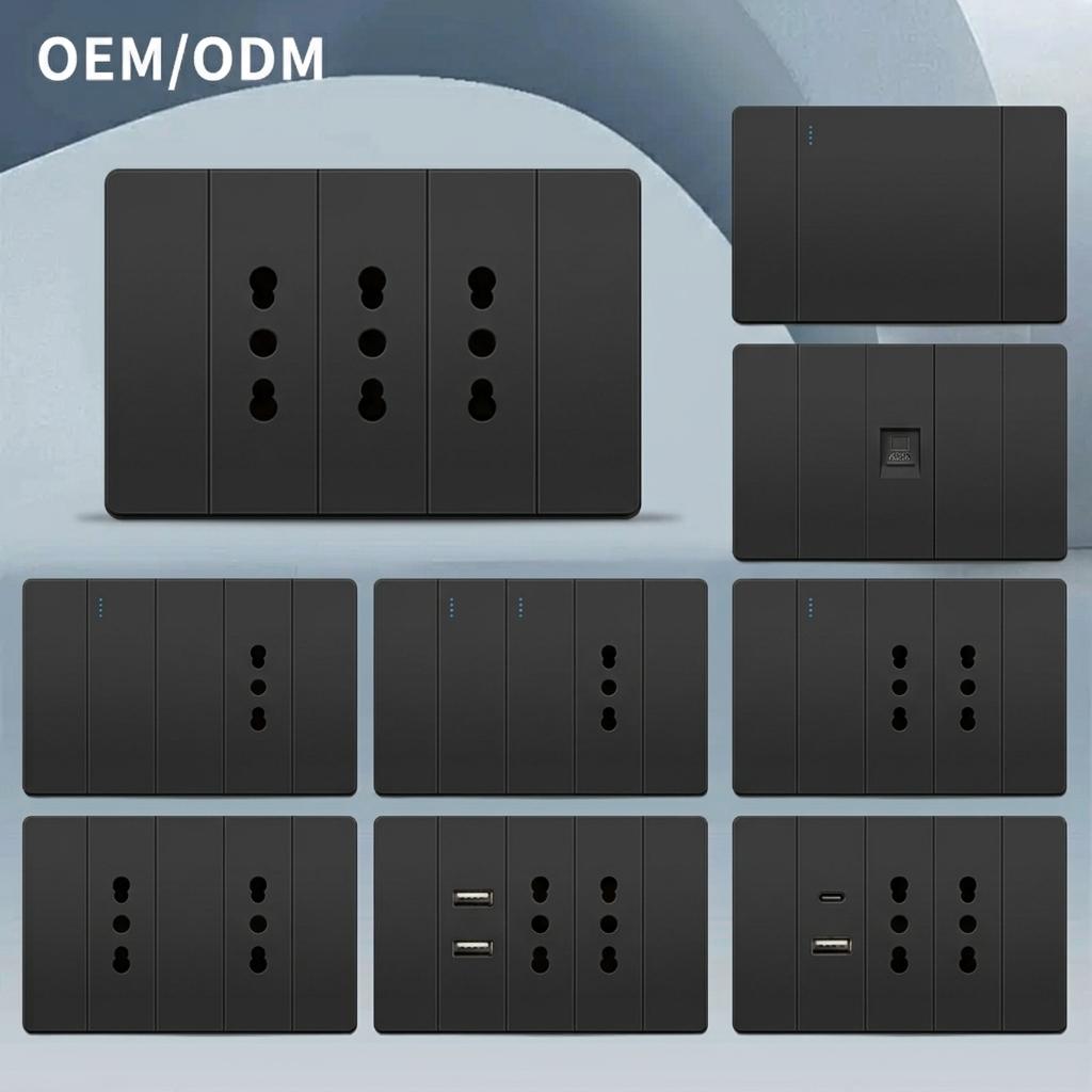 118 Type Three-position Italian Standard Socket Panel Concealed Wall Power Three-hole USB Swiss Switch Socket