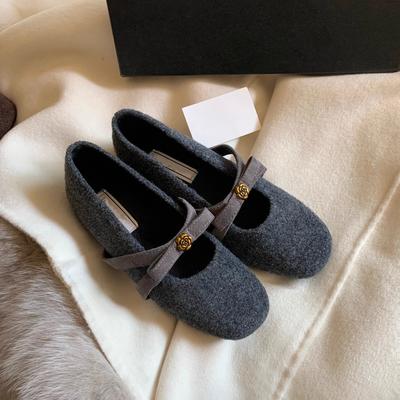 Дом дяди Чжоу~ Новые осенне-зимние корейские туфли Мэри Джейн из шерсти в стиле Сяосянфэн, ретро с камелиями, на скрытой платформе и с бархатом