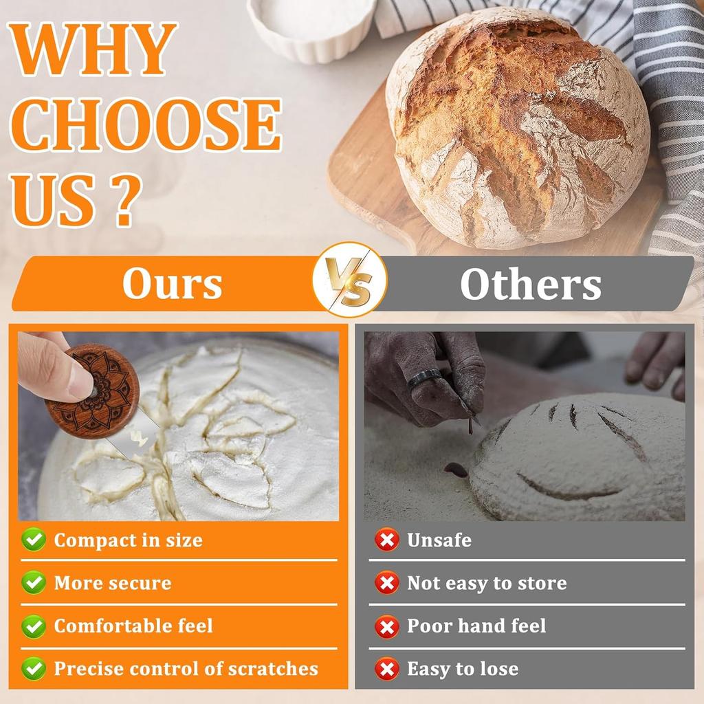 2Pcs UFO Bread Lame Cutter for Scoring Homemade Dough Bread Dough Scoring Tool with 10 Blades 4.8cm Stainless Steel Sourdough Bread Scorer Dough