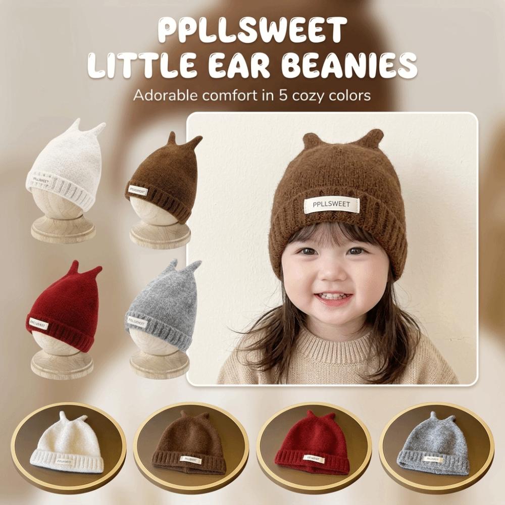 Warm Toddler Knitted Beanie Antenna Detail Baby Knit Cap Durable Pull-On Hat Fall Winter Wear