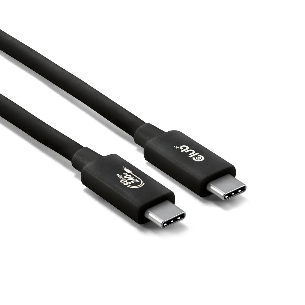 Club 3D USB 80 Гбит/с Сертифицированный USB-IF 240 Вт 8K240 Гц Type-C Кабель 1,2 м (черный) (CAC-1570)