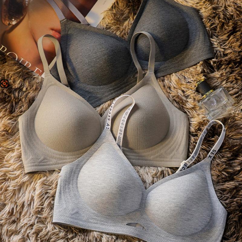 Женский сексуальный бюстгальтер Push Up Bralette, бесшовный, беспроводной, для сна, мягкий, с принтом букв, нижнее белье, удобное нижнее белье