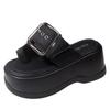 Fashion 8cm Women's Summer Chunky Slippers Fashion Thick-Bottom Sandals Flip Flops Wedges Buckle Slippers Platform Beach Slides Zapatos