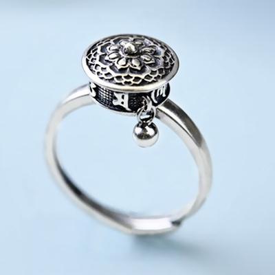 Кольцо-молитвенное колесо с шестислоговой мантрой, мужской и женский этнический стиль, ретро, Сутра Сердца, вращающееся открывающееся кольцо с сиденьем лотоса