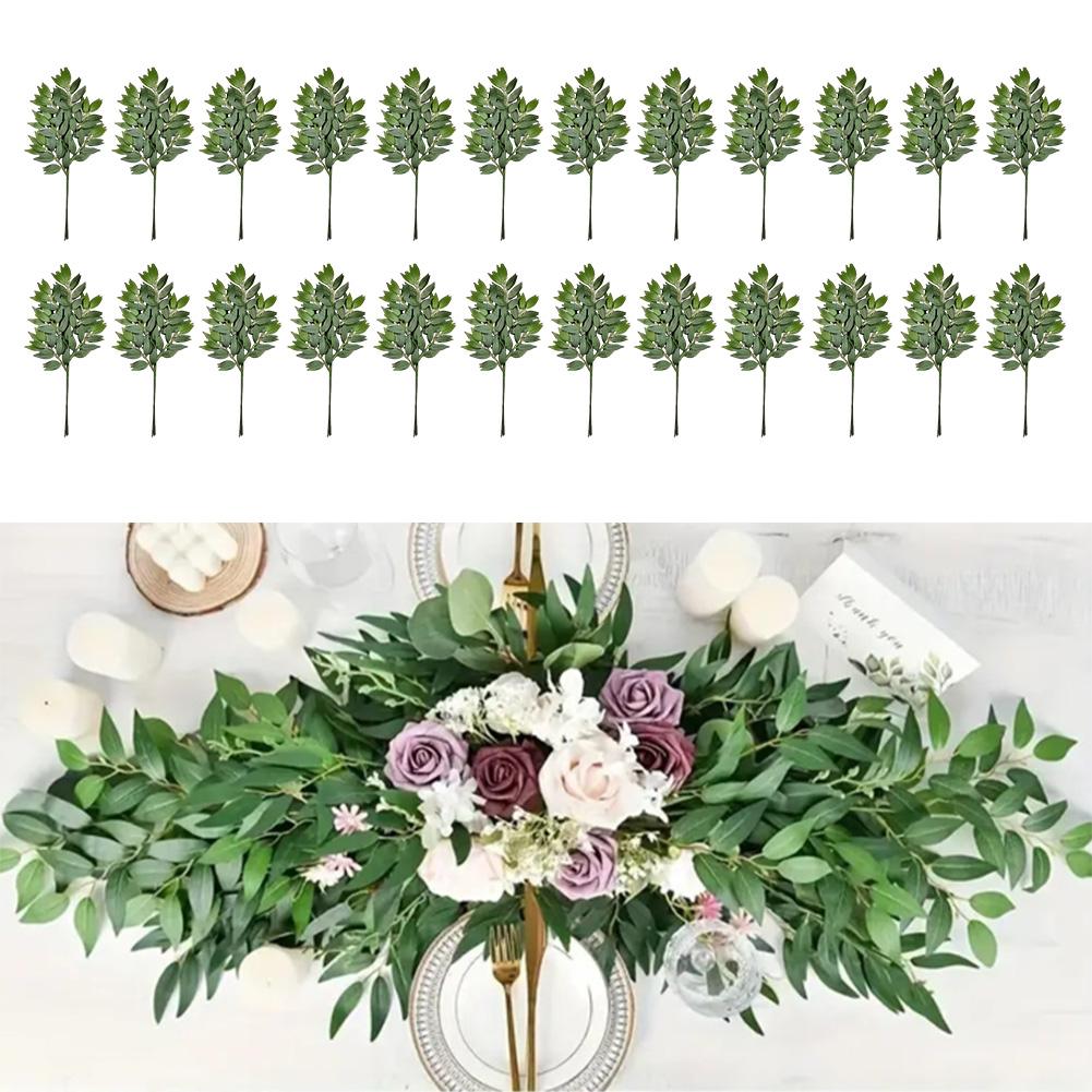 Искусственные зеленые ветки растений 24 шт. 62 см для свадебной вечеринки, для украшения обеденного стола, комнаты и цветочных композиций
