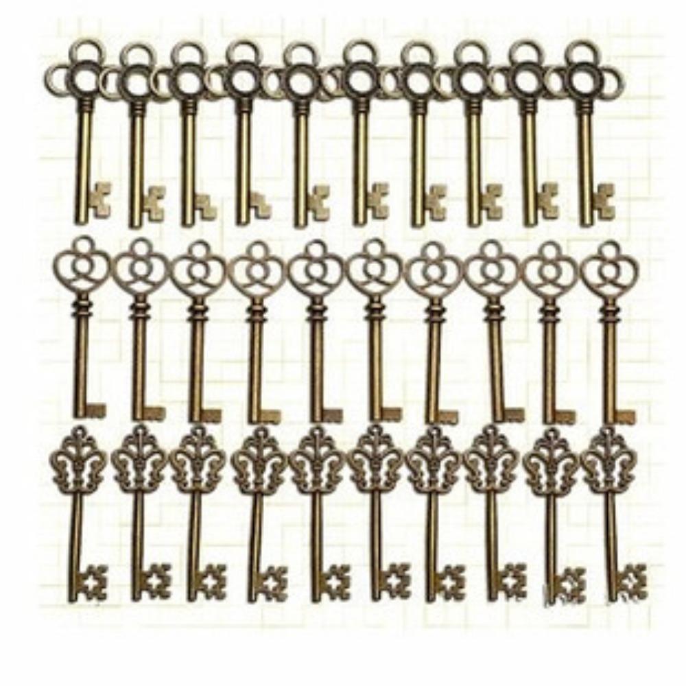 Vintage Key Pendant, Mixed, 12 Pieces/pack, DIY Antique Bronze Key Accessory, Notebook Pendant
