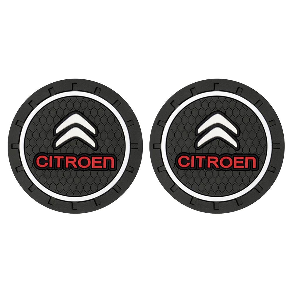 2Pcs Car Coaster Water Cup Holder Anti-Slip Silicone Mat For Citroen C1 C2 C3 C4L VTS C-ELYSEE C3-XR Celysee DS Car Accessories