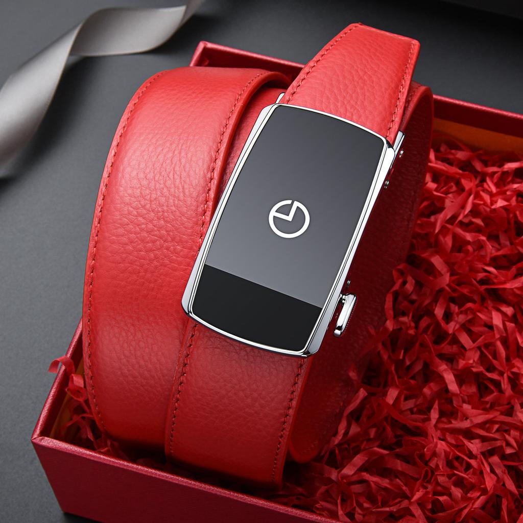 Jinlilai Men's Belt Celebrating Fortune Gift Red Men's Belt Men's Pants Belt