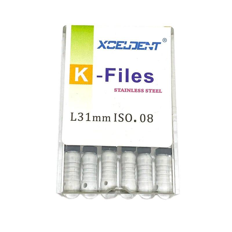 31 мм стоматологические K-файлы, эндо-файлы для корневых каналов, стоматологические ручные файлы, K-файлы из нержавеющей стали, инструменты для стоматолога