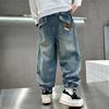 Boys' Spring/Autumn 2025 Punk Straight-Leg Jeans - Stylish Wide-Leg Sports Pants for Kids