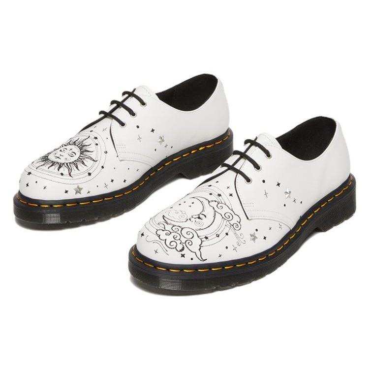 Доктор. Martens 1461 Кожаные Туфли с Вышивкой Низкие Повседневные Унисекс Повседневная Обувь Белый 27851100