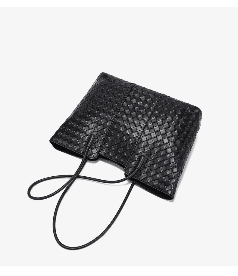 Женская плетеная сумка-тоут из натуральной кожи высокого класса - Большая вместимость, Универсальная сумка из коровьей кожи