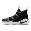 Nike Zoom Soldier 11 Круглый носок Плоская подошва Нескользящие Амортизация Высокий верх Детские баскетбольные кроссовки Детские баскетбольные кроссовки Черные Белые AJ6985-002