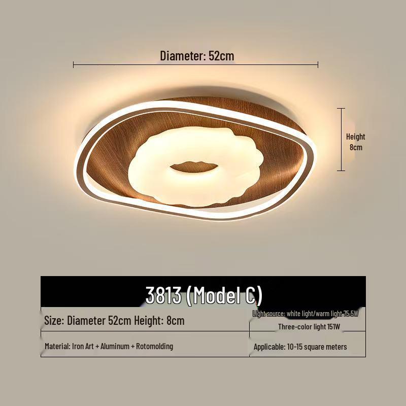 Mid-Century Modern Walnut Ceiling Light - Minimalist Wabi-Sabi Style
