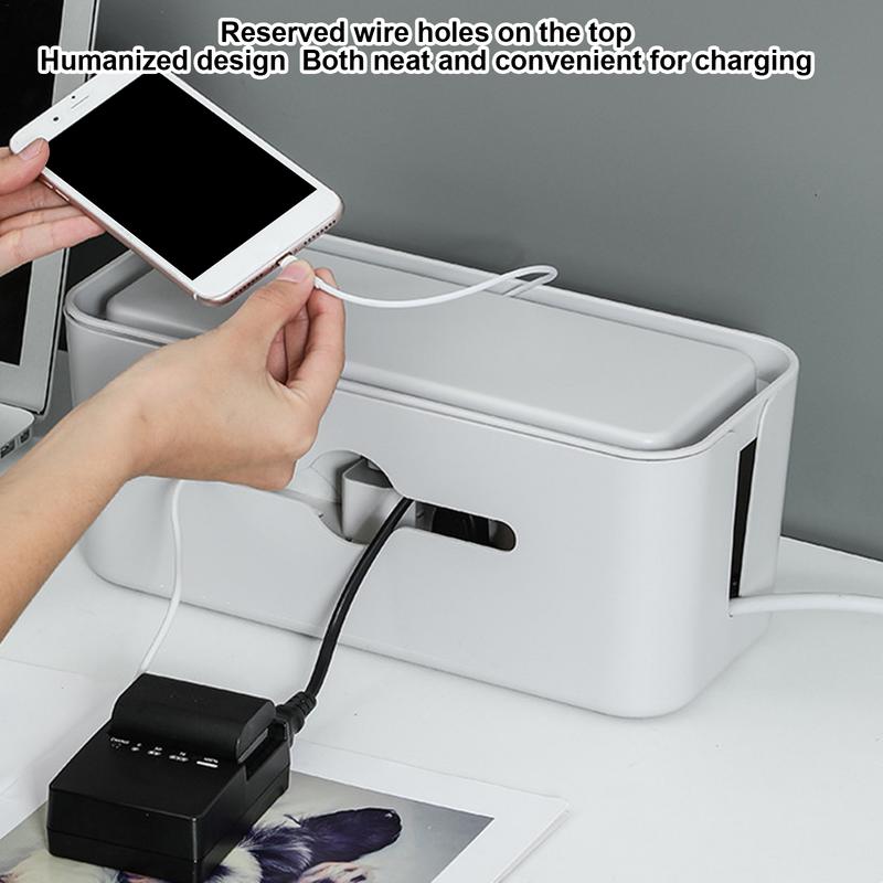 Органайзер для хранения шнуров Коробка для организации кабелей данных Нескользящее дно Органайзер для хранения электронных кабелей Пылезащитная крышка Для стола