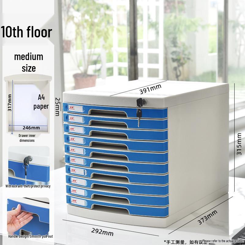 Lockable Multi-Layer A4 File Cabinet Drawer - Plastic Office Storage Box
