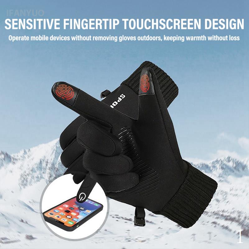 Зимние теплые перчатки для снега, для велоспорта на открытом воздухе, полнопалые перчатки с сенсорным экраном, водонепроницаемые флисовые перчатки для бега, катания на лыжах, мотоцикла