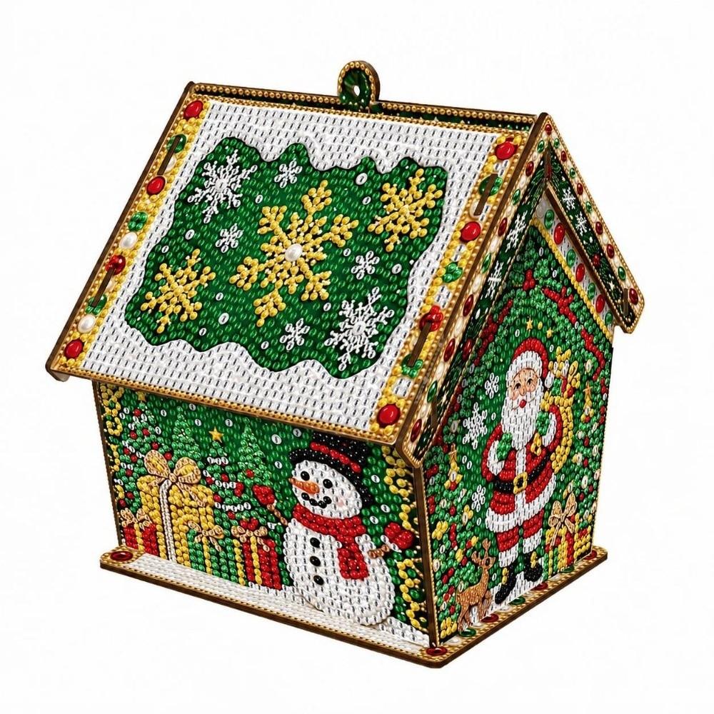 Rhinestone Christmas Painting Kit Wooden House 3D House Ornament Holiday Gift