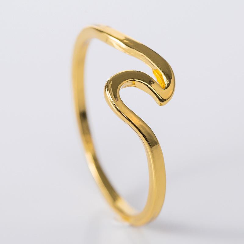 Stainless Steel Sea Gold Rose Gold Silver Color Wave Rings Ocean Surf Finger Jewelry Ocean Surf Ring for Women Surfer Gift