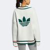 adidas Оригинальный сплайсированный пуловер с V-образным вырезом и вышитым логотипом бренда, женский трикотаж Han-Jade-White HS9521