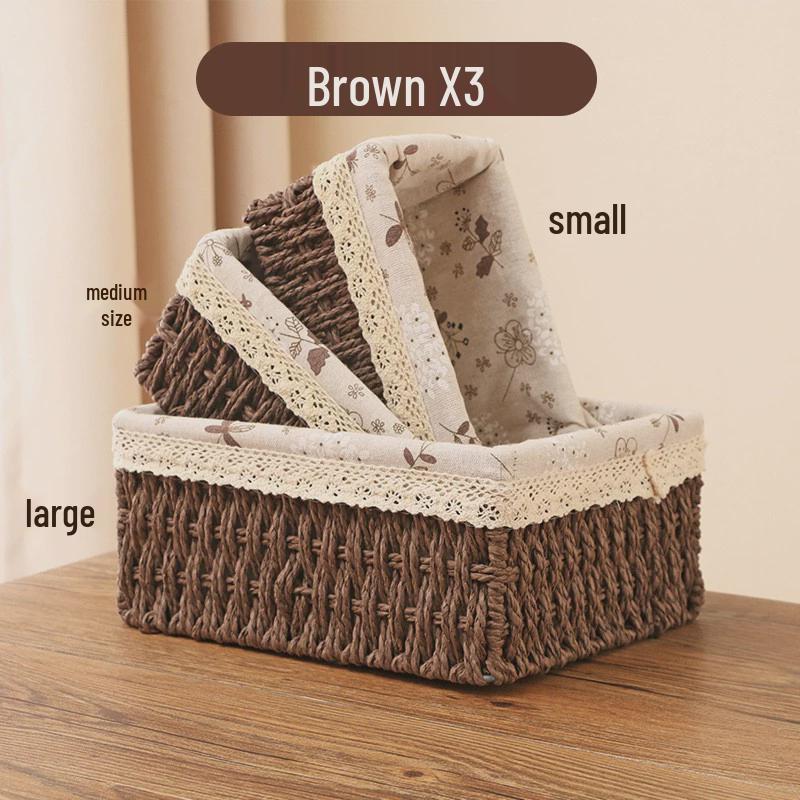 Rattan Desktop Storage Basket for Clothes, Cosmetics, and More