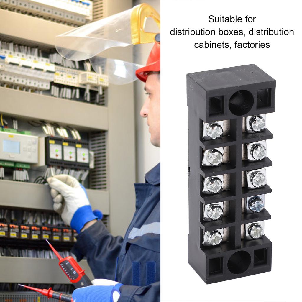 TB‑1505L Terminal Block 5 Positions 600V 15A Dual Row Screw Terminals Strip for Distribution Boxes Distribution Cabinets